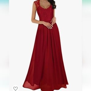 MIUSOL Women's Red Casual Deep-V Neck Sleeveless Vintage  Maxi Dress NWT Size S